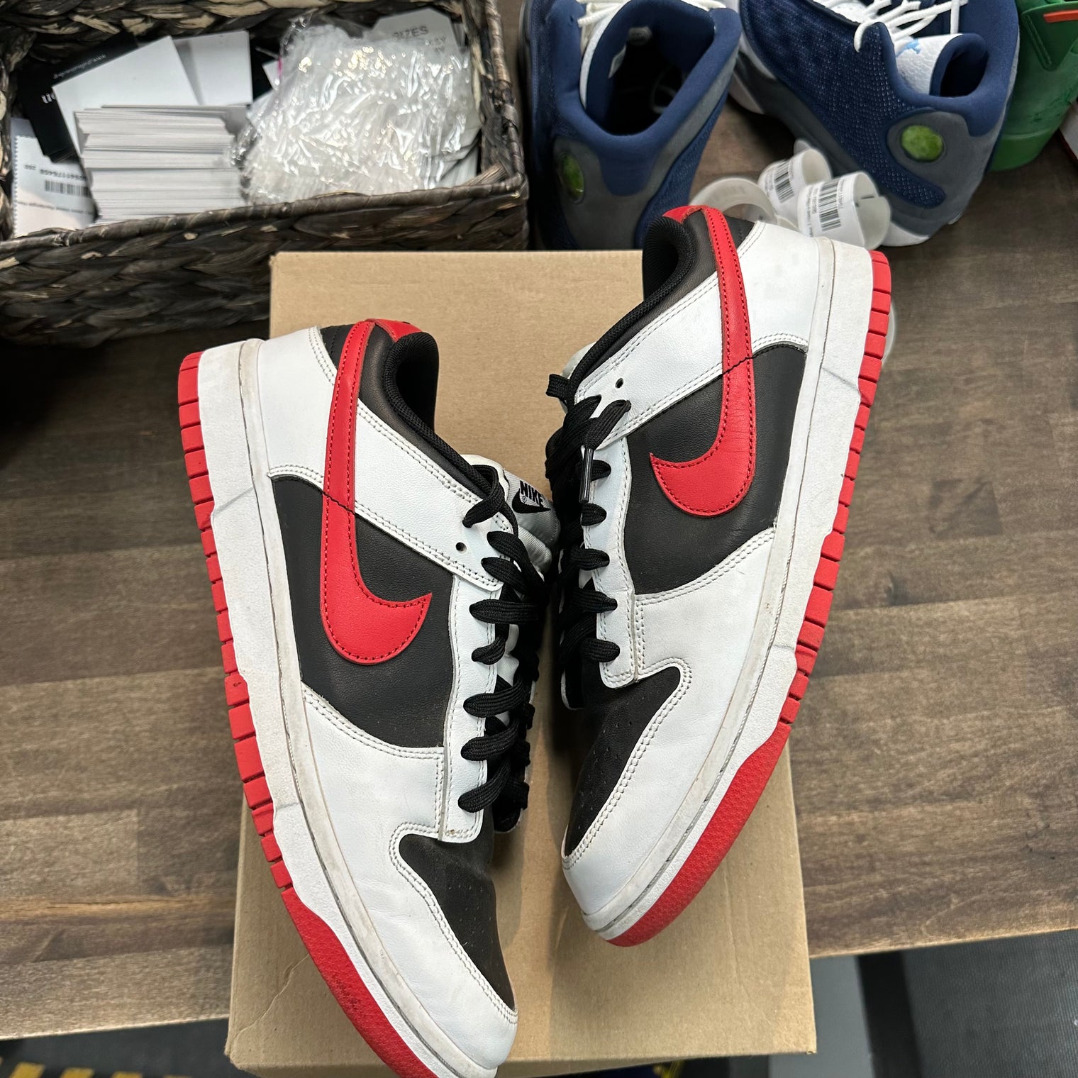 Nike Dunk Low Retro White Black University Red (US 10) (USED, No Box)