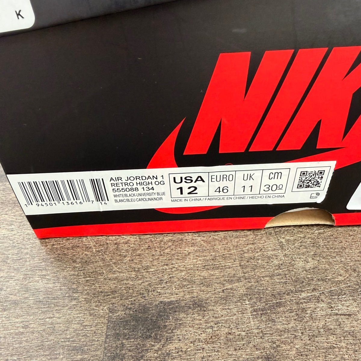 Jordan 1 Retro High OG University Blue Size 12 (Pre-Owned)