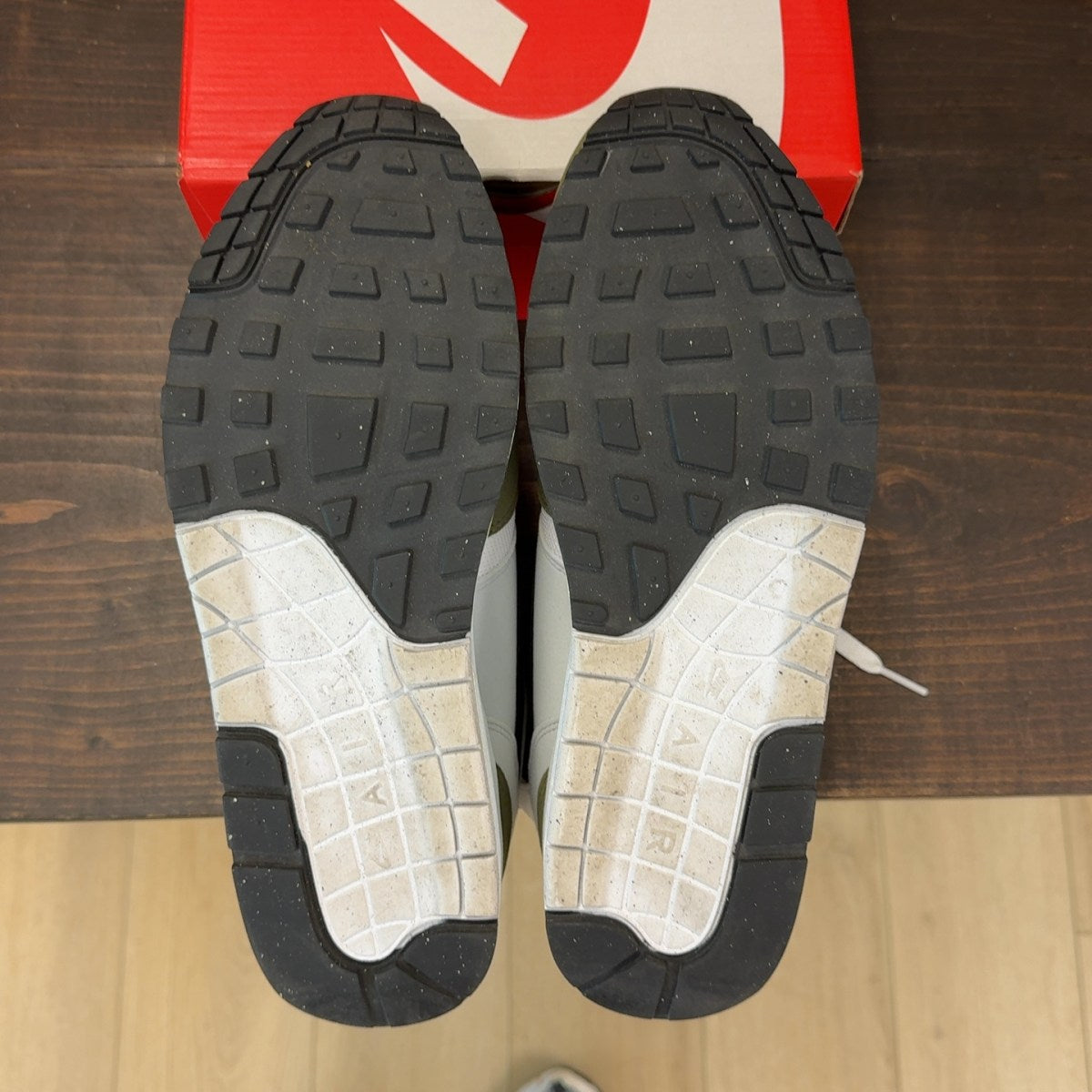 Nike Air Max 1 White Black Medium Olive - Image 9