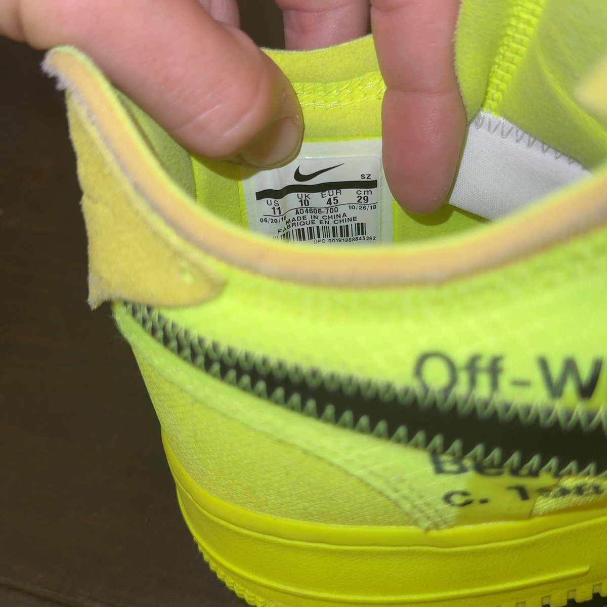 Nike Air Force 1 Low Off-White Volt Size 11 (Pre-Owned) - aux