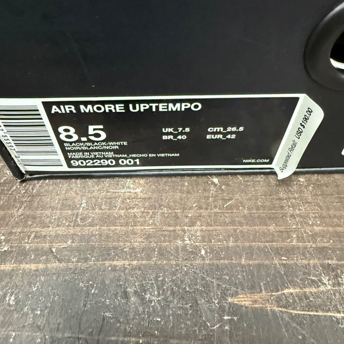 Nike Air More Uptempo Supreme Suptempo Black Size 8.5 (Pre-Owned) - aux