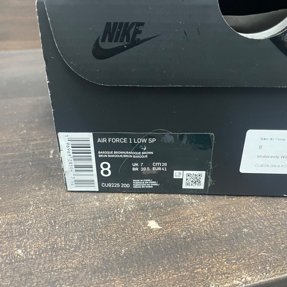 Nike Air Force 1 Low Supreme Baroque Brown Size 8 (Pre-Owned) - aux