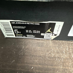 Jordan 6 Retro Carmine (2021) (GS) Size 5Y - aux
