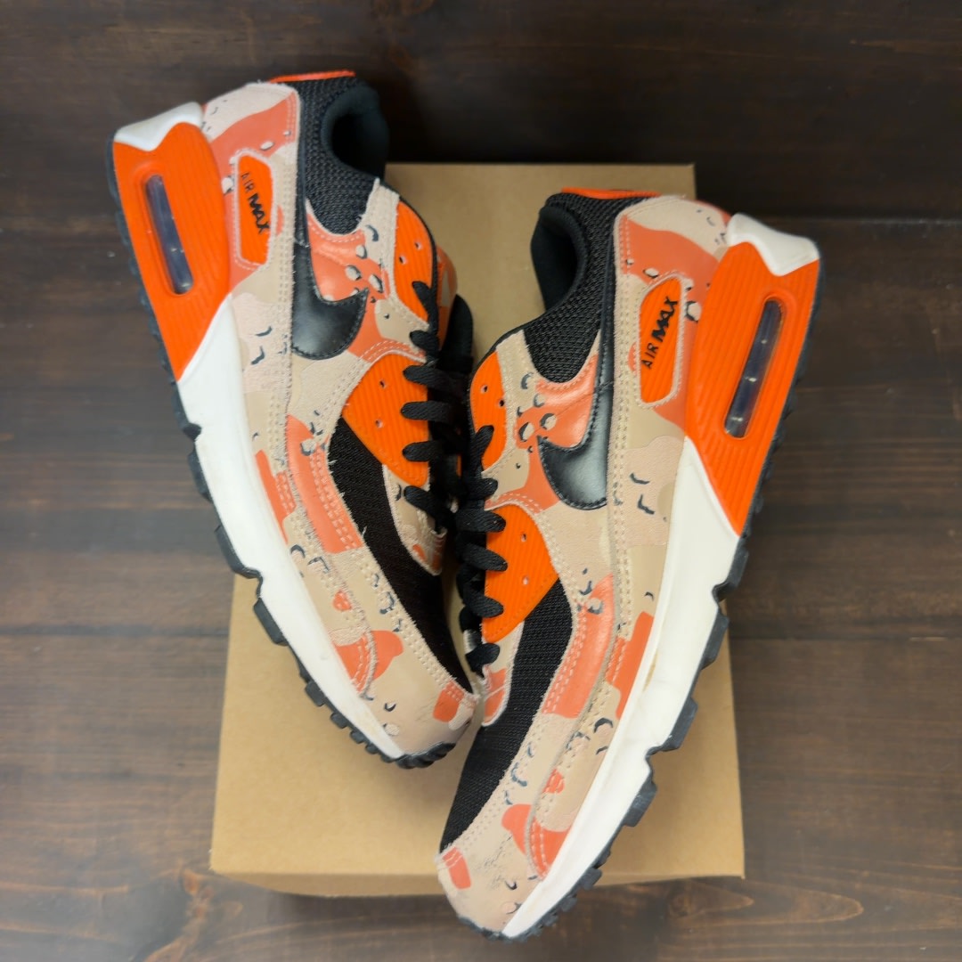 Nike Air Max 90 Premium Bio Beige Safety Orange Camo Size 13 (Pre-Owned) - Image 2