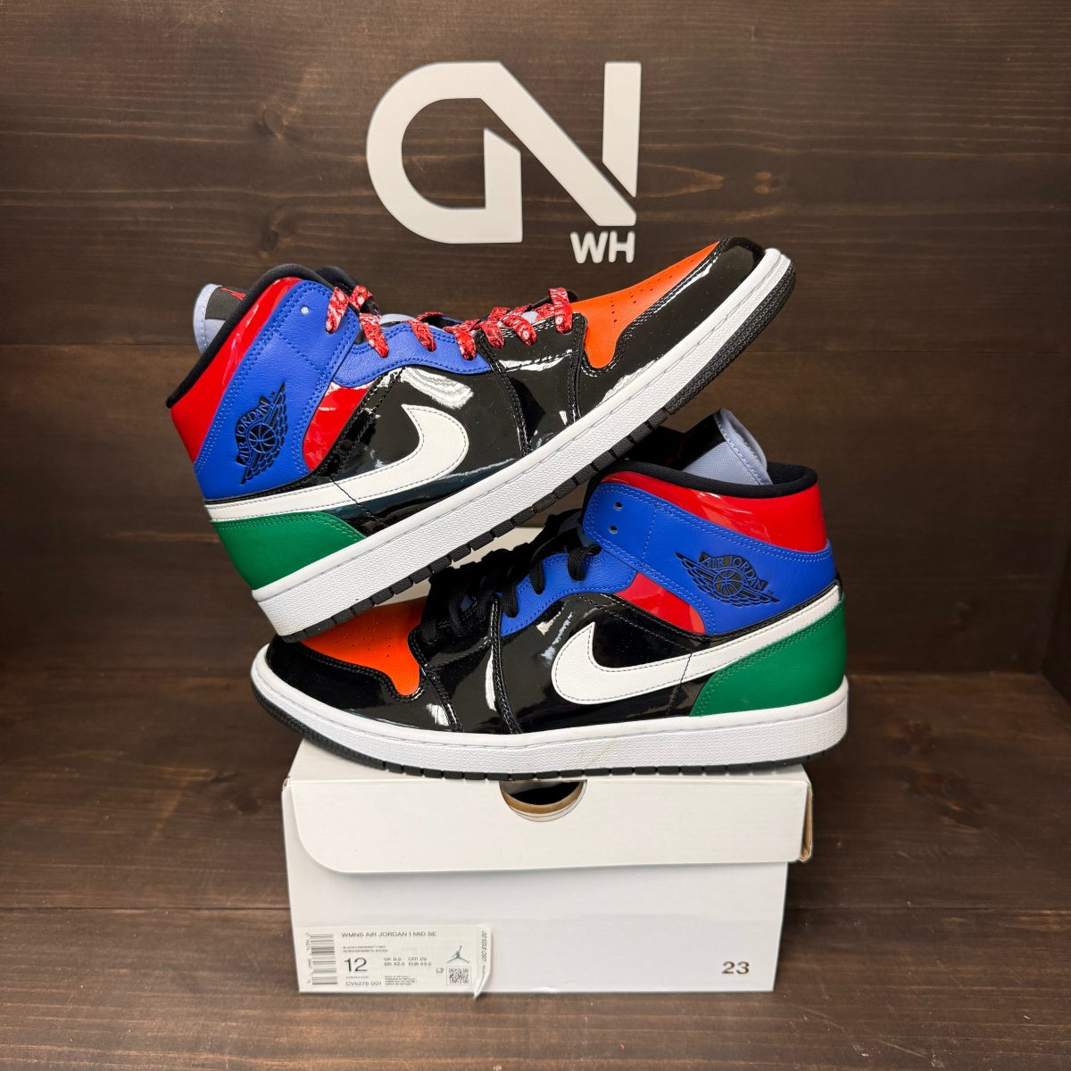 Jordan 1 Mid Multi Patent (Women's) Size 12W (Pre-Owned) - Image 1