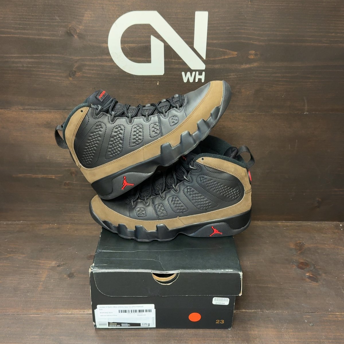 Jordan 9 Retro Olive (2024) Size 8.5 (Pre-Owned) - front
