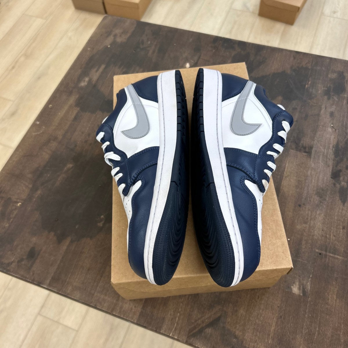 Jordan 1 Low Wolf Grey Midnight Navy Size 12 (Pre-Owned) - Image 3