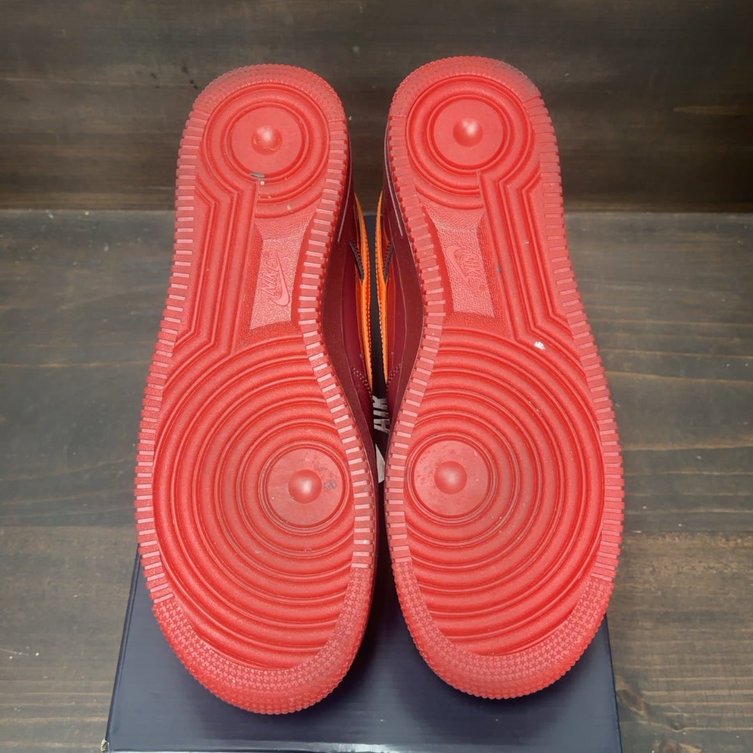 Nike Air Force 1 Low Patent Leather Dark Team Red Safety Orange Size 10 (Pre-Owned)