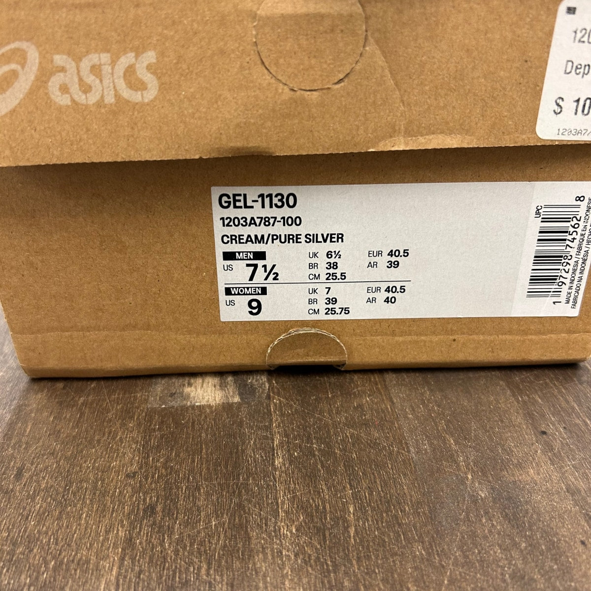 ASICS Gel-1130 Cream Pure Silver Gold Blue Size 7.5 (Pre-Owned) - Image 5