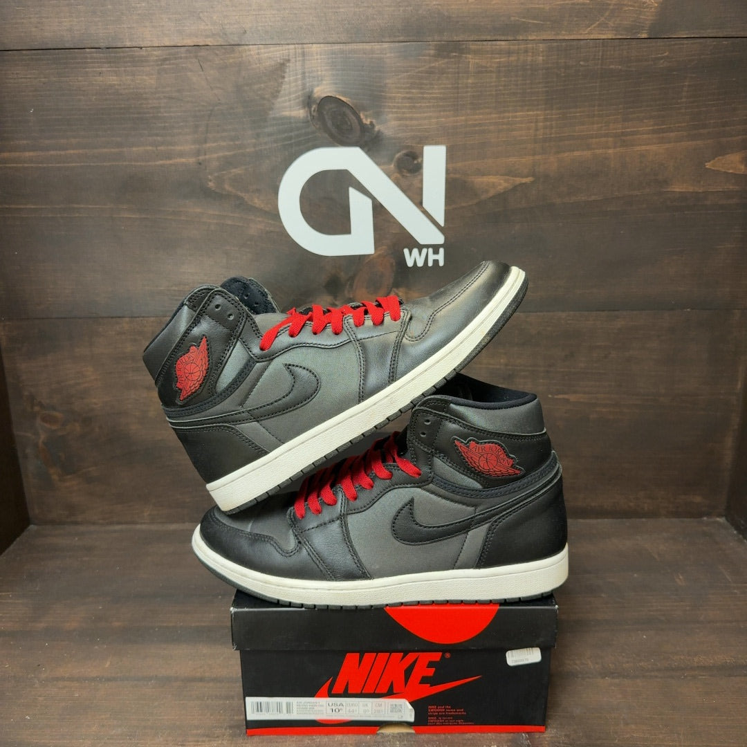 Jordan 1 Retro High Black Satin Gym Red - Image 1