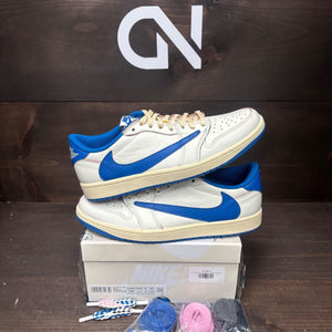 Jordan 1 Retro Low OG SP Fragment x Travis Scott Sail Military Blue Size 10.5 (Pre-Owned) - Image 1
