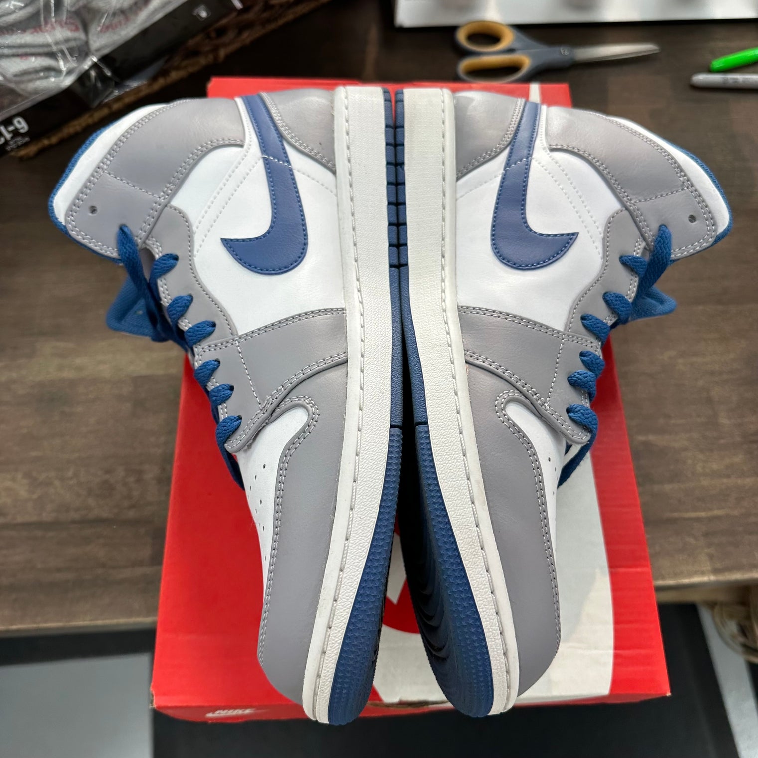 True Blue Jordan 1 Mid (USED, Replacement Box)