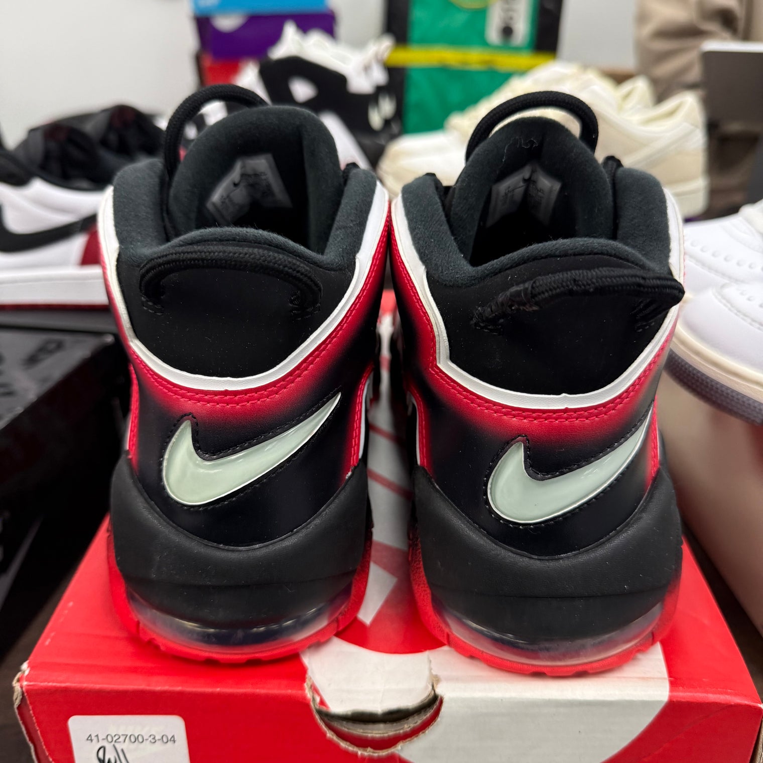 Nike Air More Uptempo Black White Laser Crimson (US 11) (Lightly Worn)