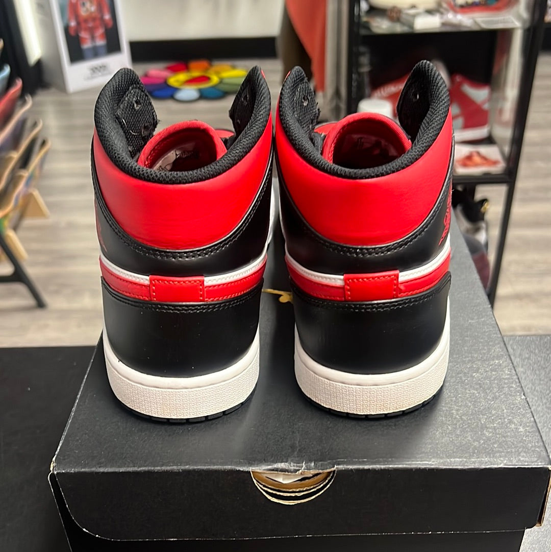 Jordan 1 Mid White Black Red (lightly worn)