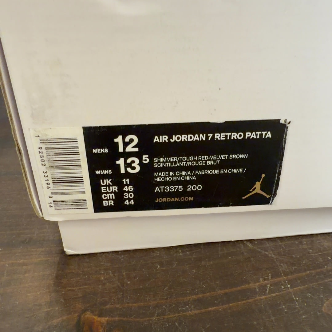 Jordan 7 Retro Patta Shimmer Size 12 (Pre-Owned)
