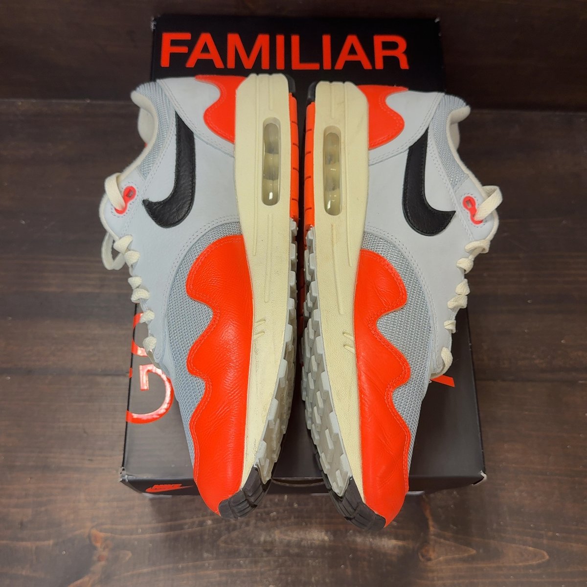 Nike Air Max 1 Patta Waves Hyper Crimson Pure Platinum (With Bracelet) Size 12 (Pre-Owned) - aux