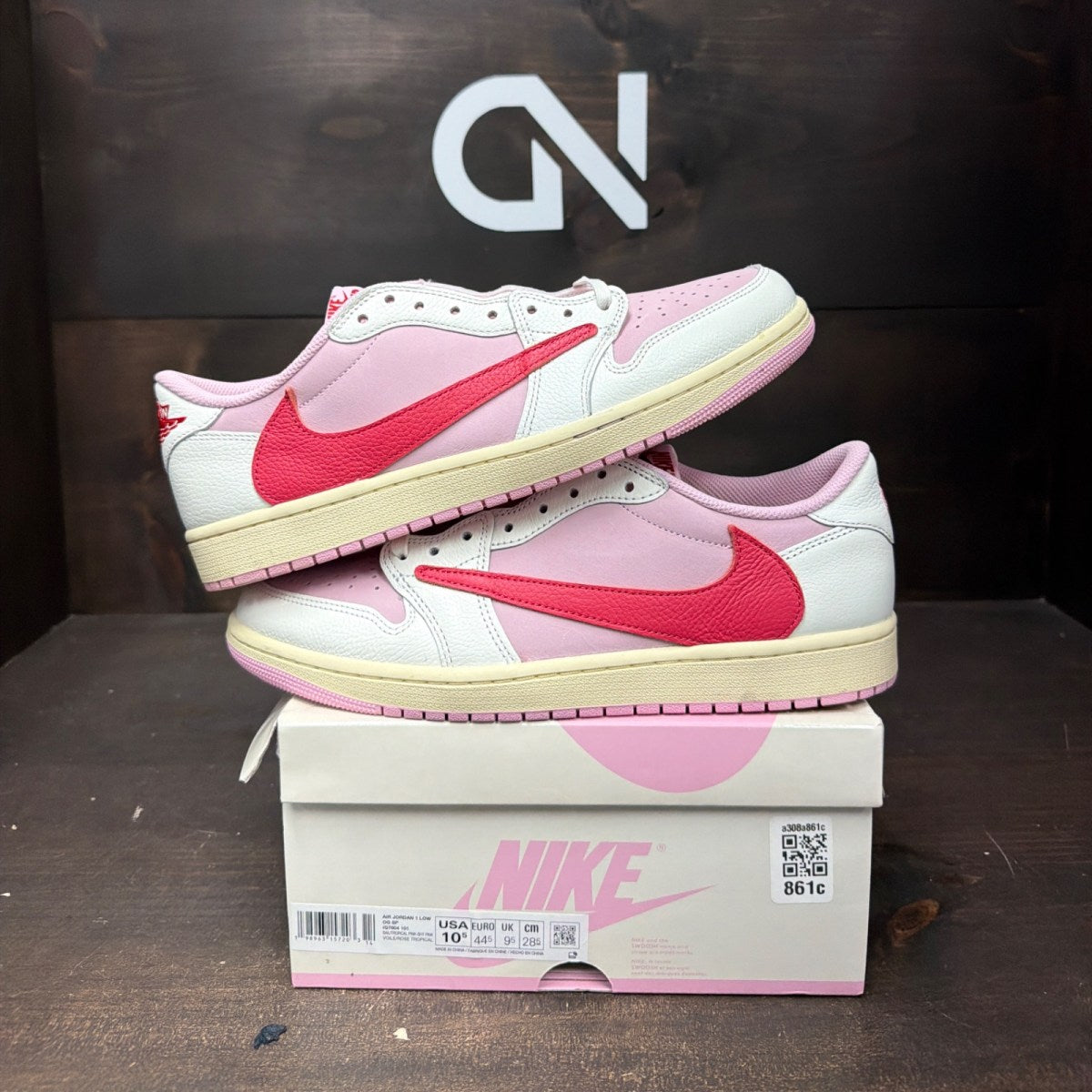 Jordan 1 Retro Low OG SP Travis Scott Sail Tropical Pink - Image 1