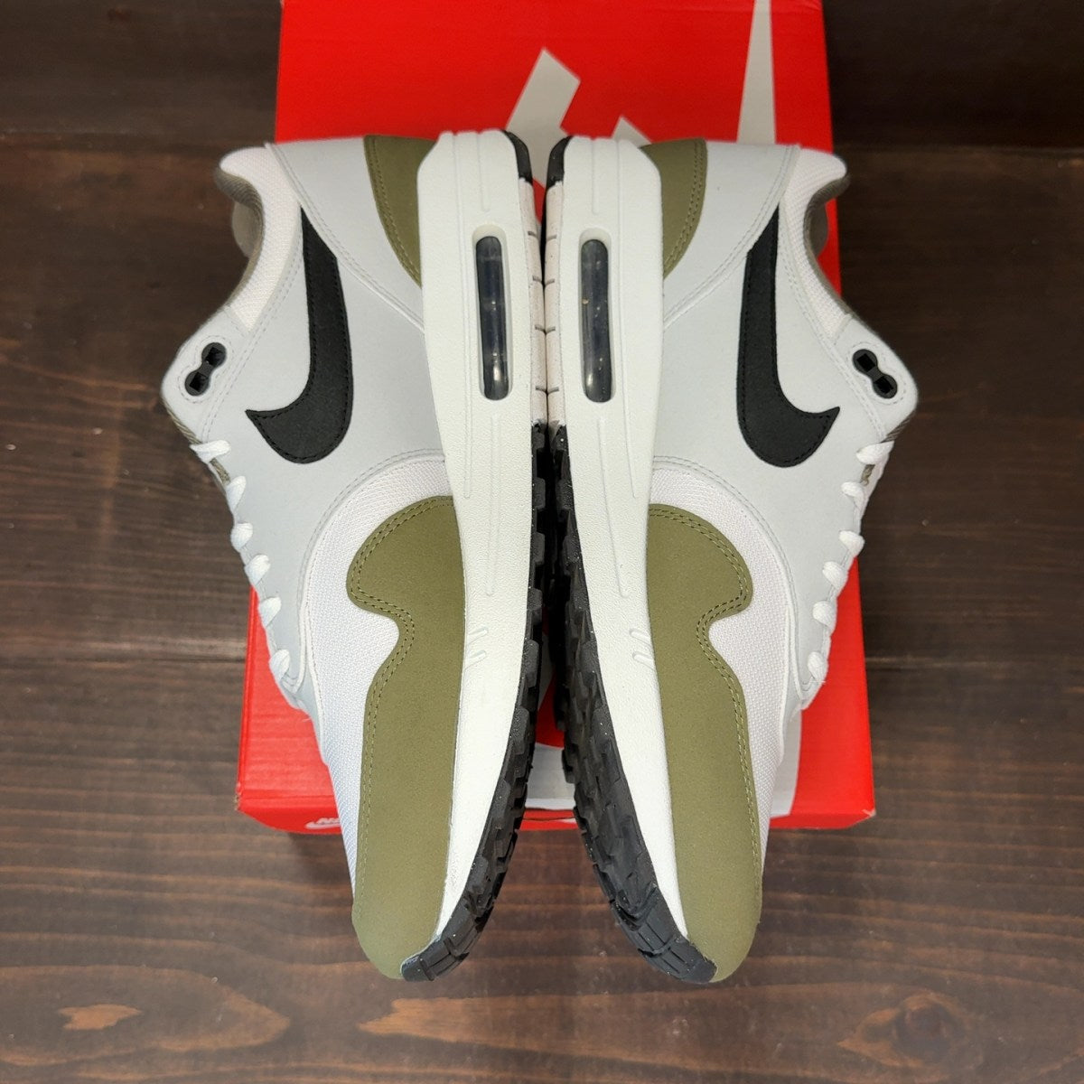 Nike Air Max 1 White Black Medium Olive - Image 4