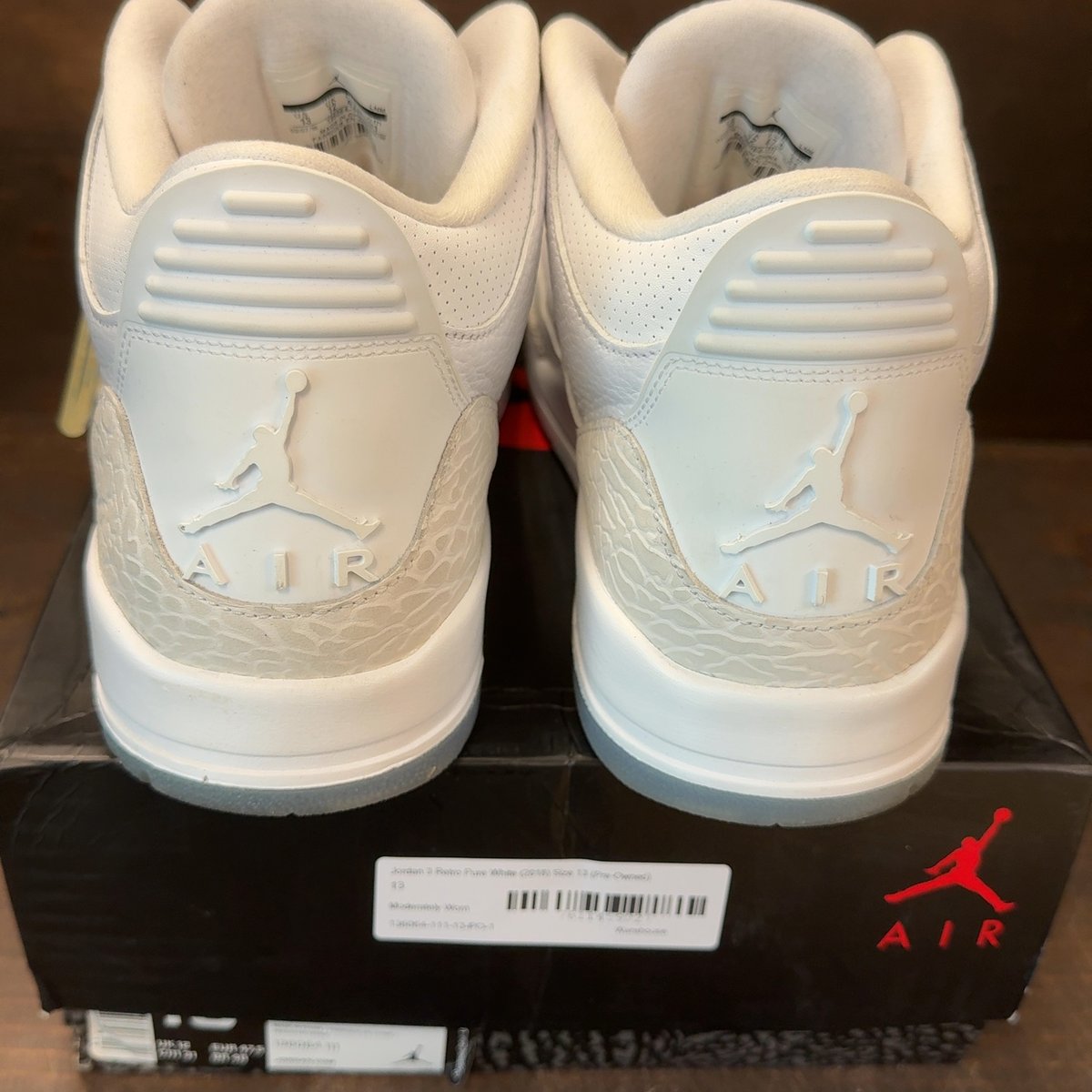 Jordan 3 Retro Pure White (2018) Size 13 (Pre-Owned) - aux