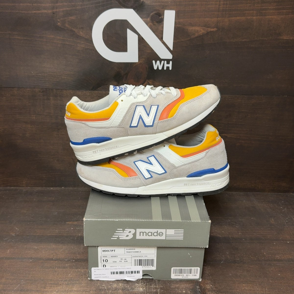 New Balance 997 MiUSA Grey Orange Size 10 (Pre-Owned) - front