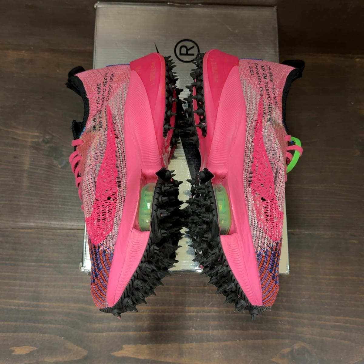 Nike Air Zoom Tempo Next% Flyknit Off-White Racer Blue Pink Glow Size 8.5 (Pre-Owned) - aux