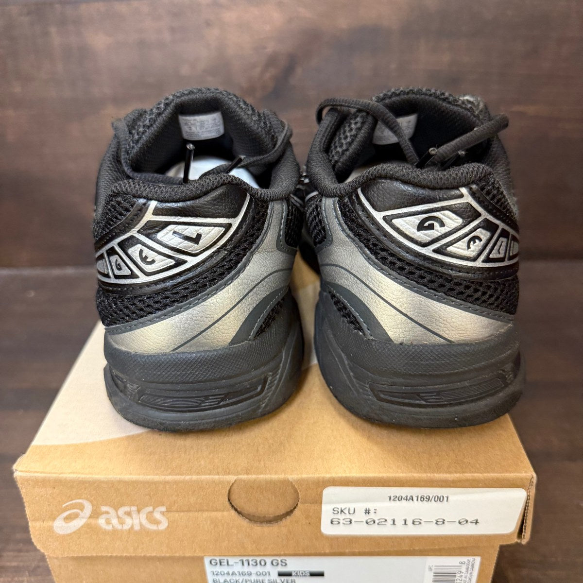 ASICS Gel-1130 Black Pure Silver (GS) - Image 3