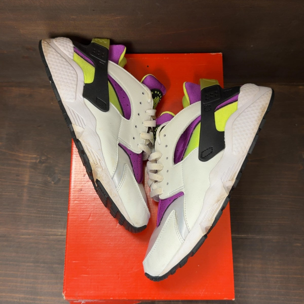 Nike Air Huarache Run Neon Yellow Magenta (2021) Size 10.5 (Pre-Owned) - back