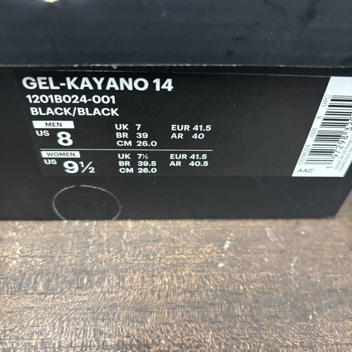 ASICS Gel-Kayano 14 8ON8 Black Green Size 8 (Pre-Owned) - aux