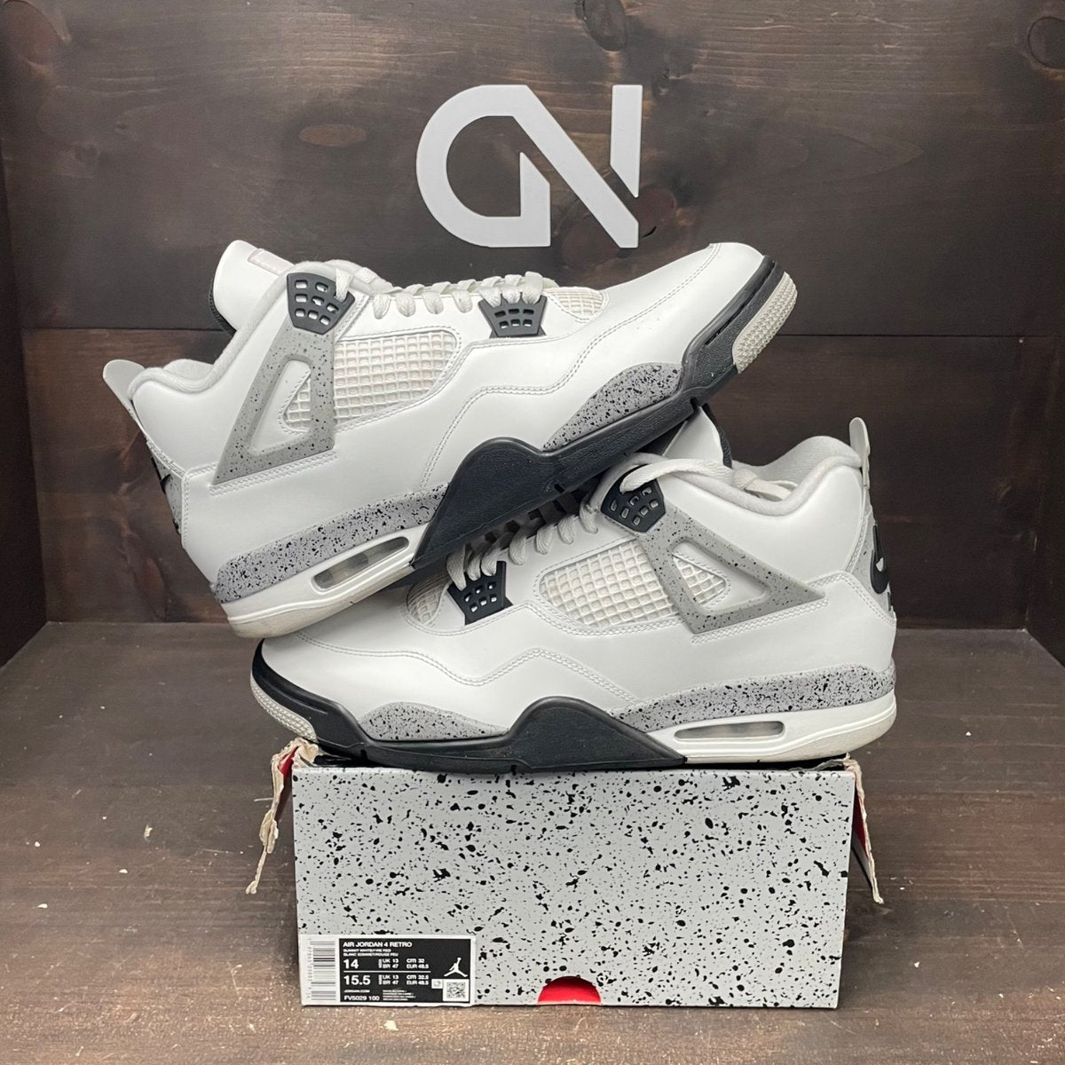 Jordan 4 Retro White Cement (2025) Size 14 (Pre-Owned) - front