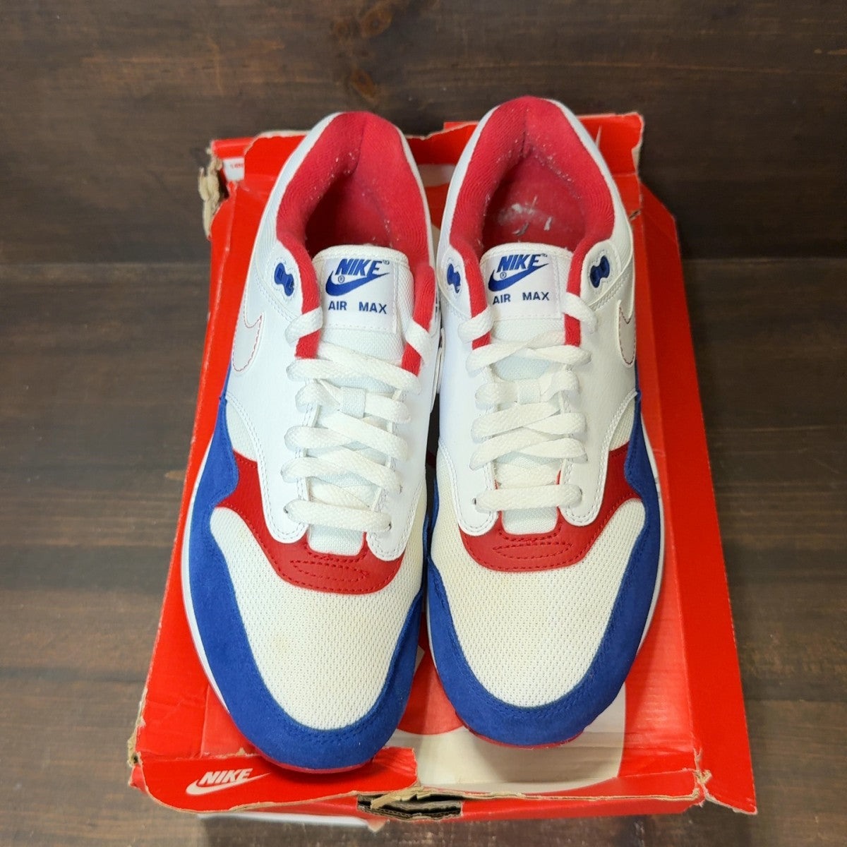 Nike Air Max 1 White Red Blue Size 9.5 (Pre-Owned) - Image 3