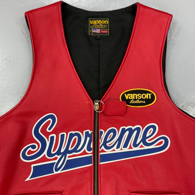Supreme Vanson Leather Spider Web Vest (USED)