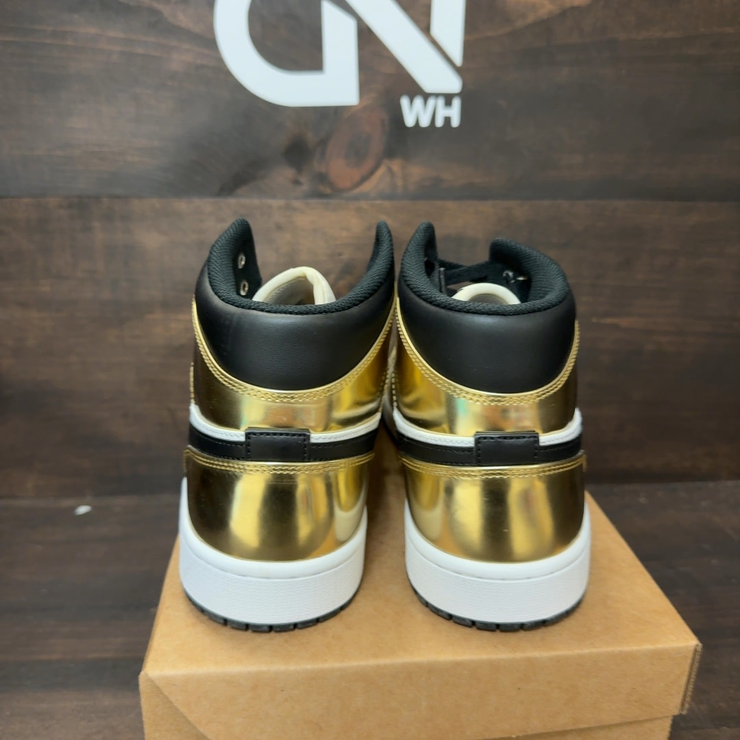 Jordan 1 Mid Metallic Gold Black White Size 12 (Pre-Owned) - Image 4
