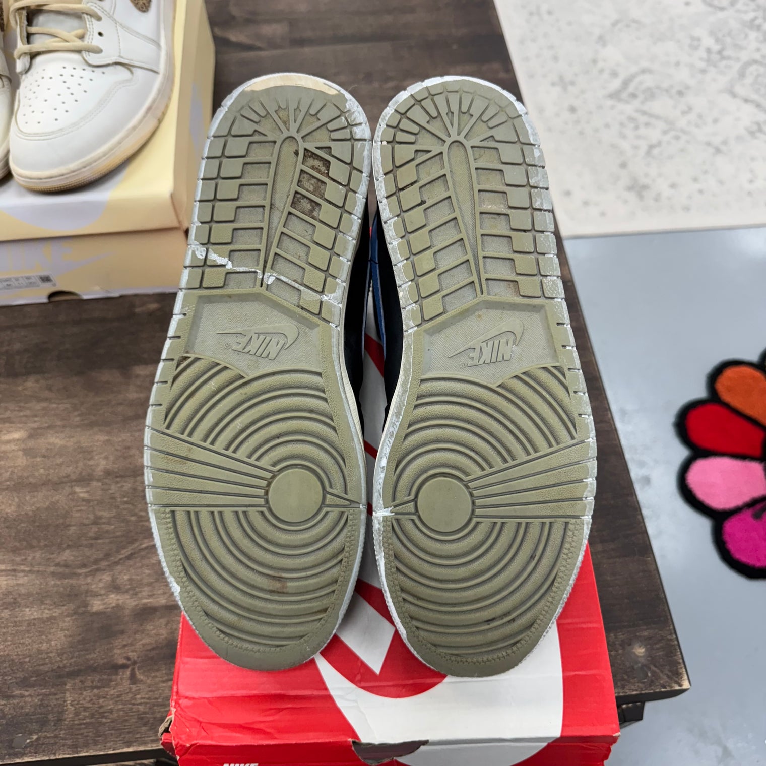 Multi-Color Swoosh Black Jordan 1 Mid (USED, Replacement Box)