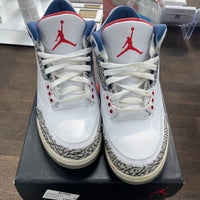 True Blue Jordan 3 Retro (USED, Replacement Box, No insoles)