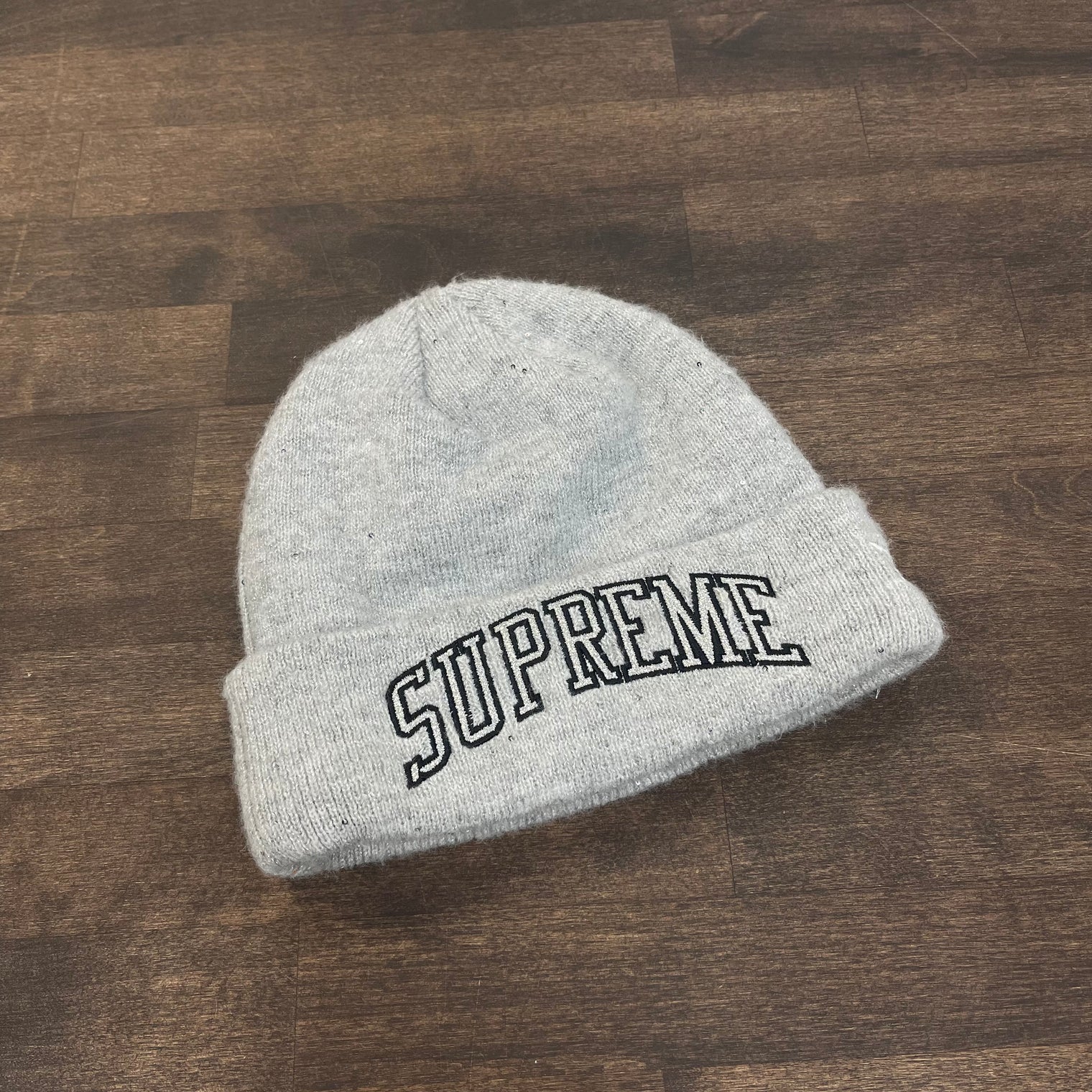 Supreme Grey Glitter Beanie (USED)