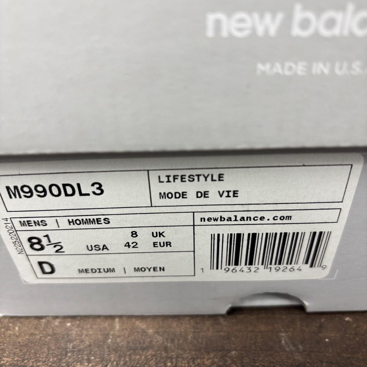 New Balance 990v3 MiUSA DTLR GR3YSCALE Size 8.5 (Pre-Owned) - Image 7