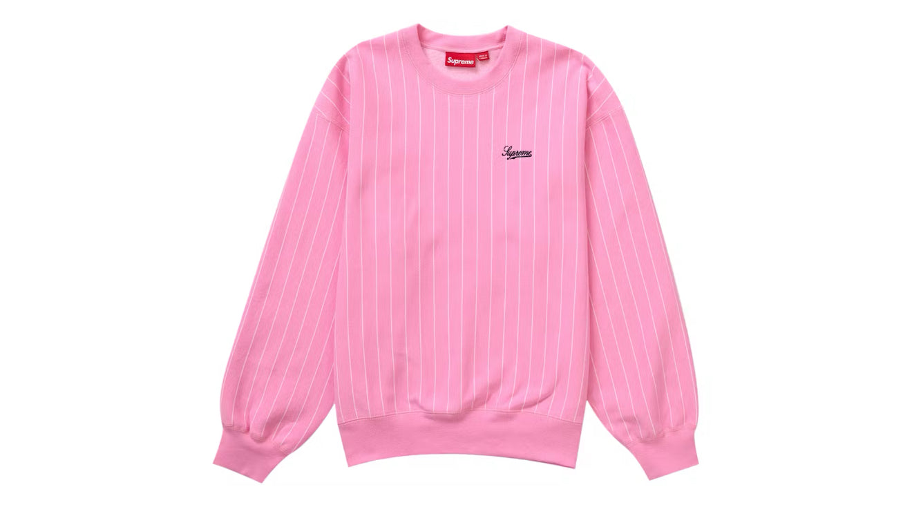 Supreme Pinstripe Crewneck Pink (SS24)