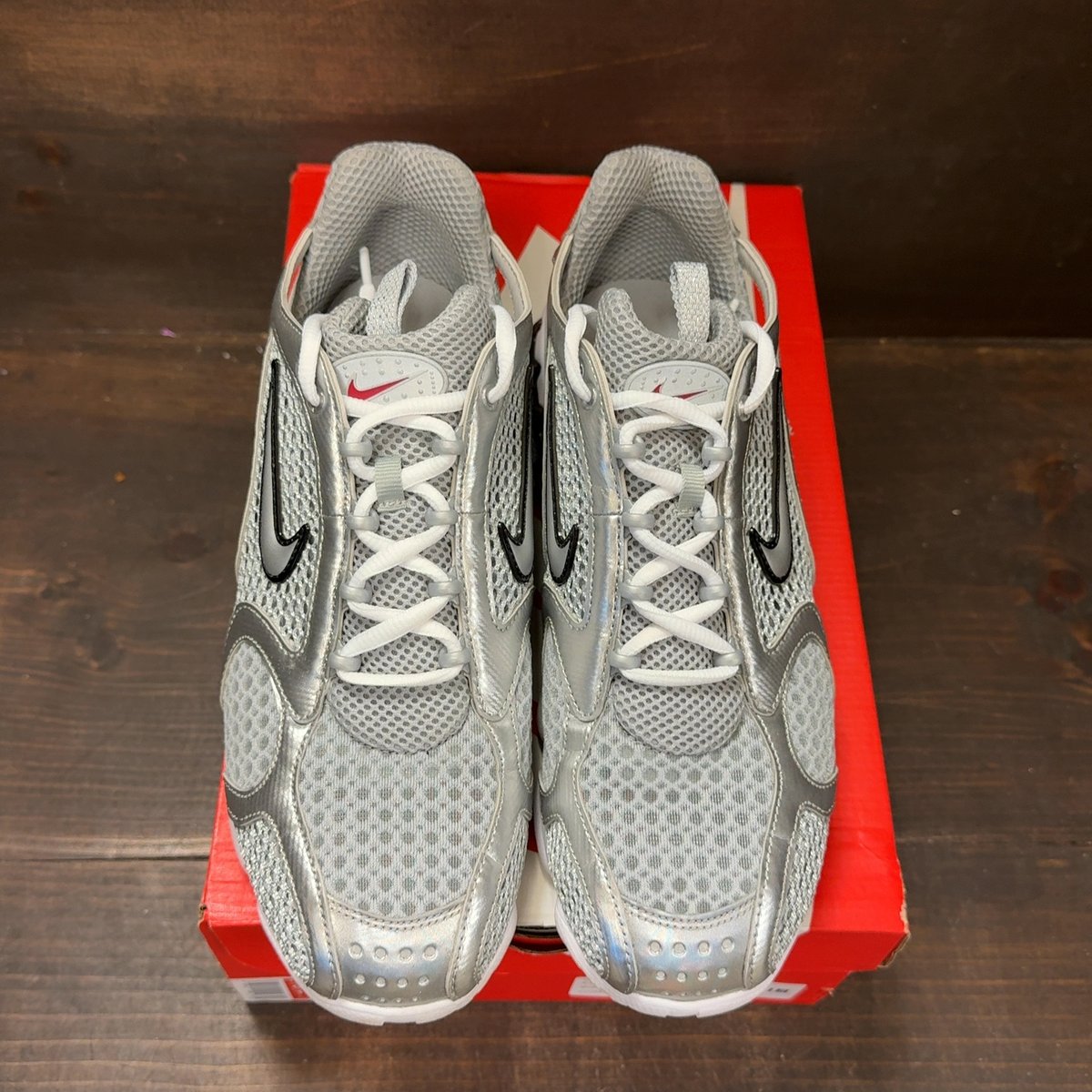 Nike Air Zoom Spiridon Cage 2 Metallic Silver Size 9.5 (Pre-Owned) - tag