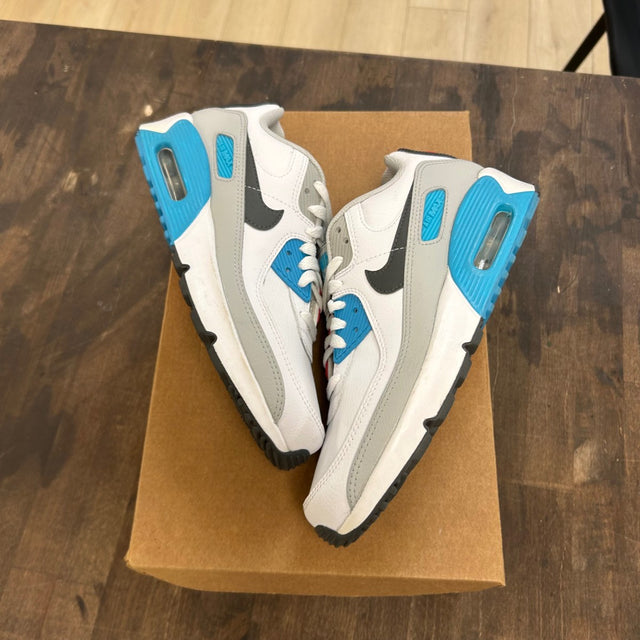 Nike Air Max 90 Leather White Chlorine Blue (GS) Size 6Y (Pre-Owned) - Image 1