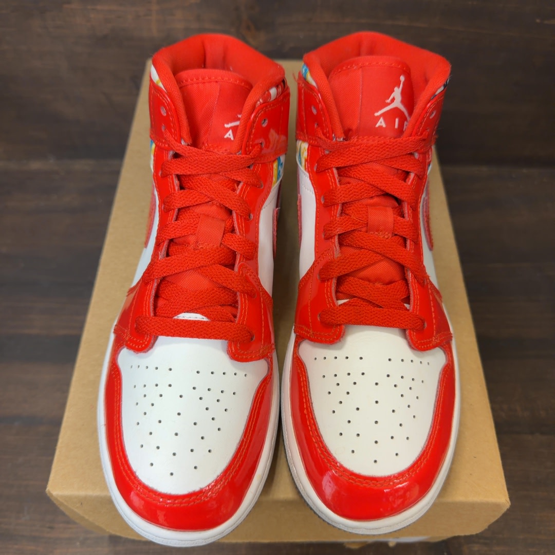 Jordan 1 Mid Barcelona Sweater Red Patent (GS) Size 5.5Y (Pre-Owned) - Image 3