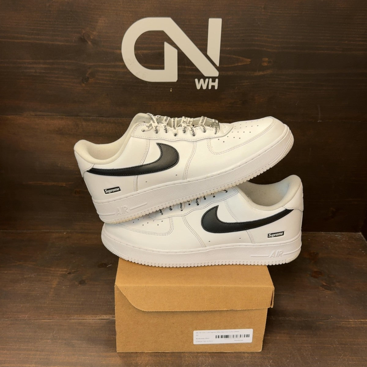 Nike Air Force 1 Low Supreme White Black Size 12 (Pre-Owned) - Image 1