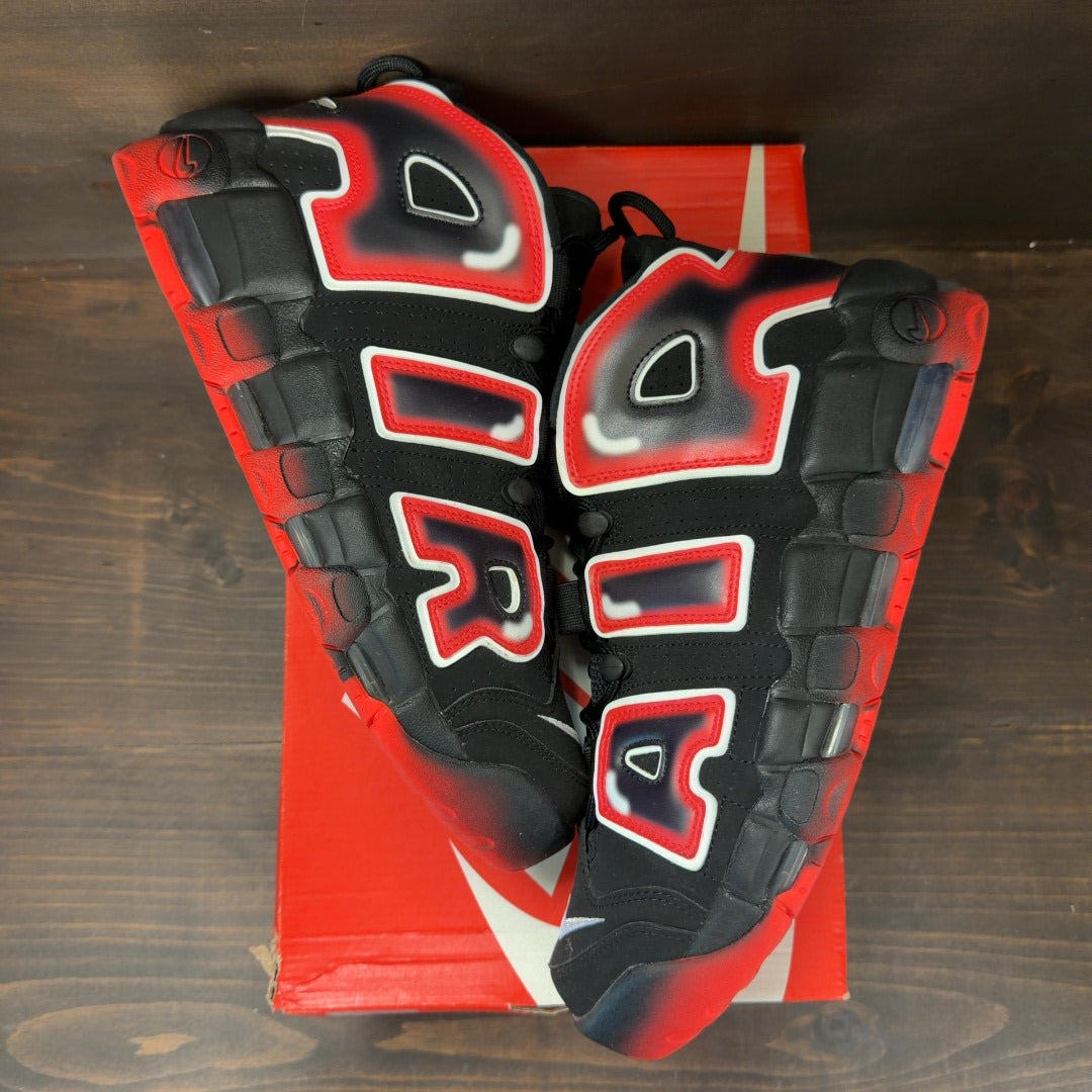 Nike Air More Uptempo Black White Laser Crimson - Image 2