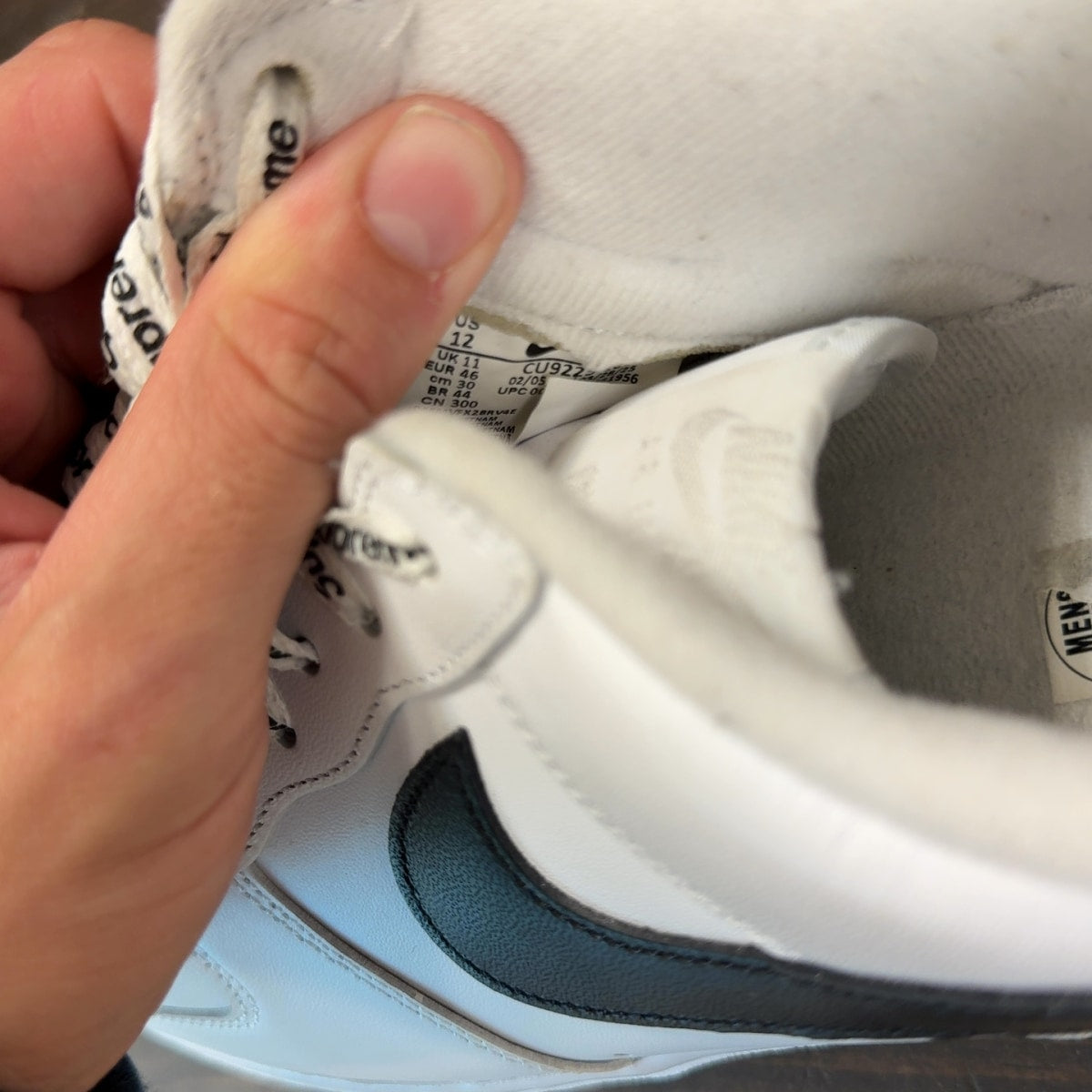 Nike Air Force 1 Low Supreme White Black Size 12 (Pre-Owned) - Image 7