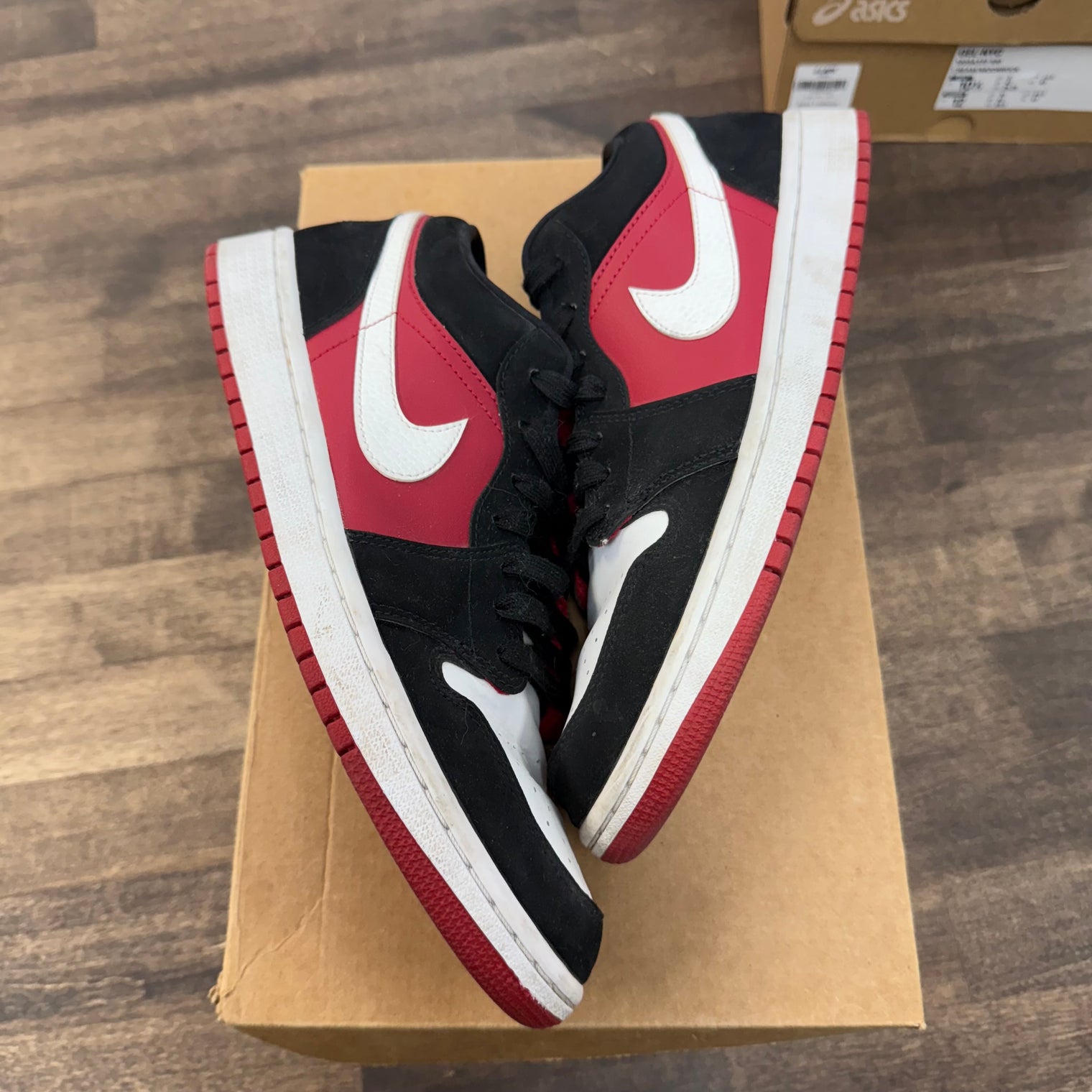 Black White Gym Red Jordan 1 Low (W) (USED, No Box)