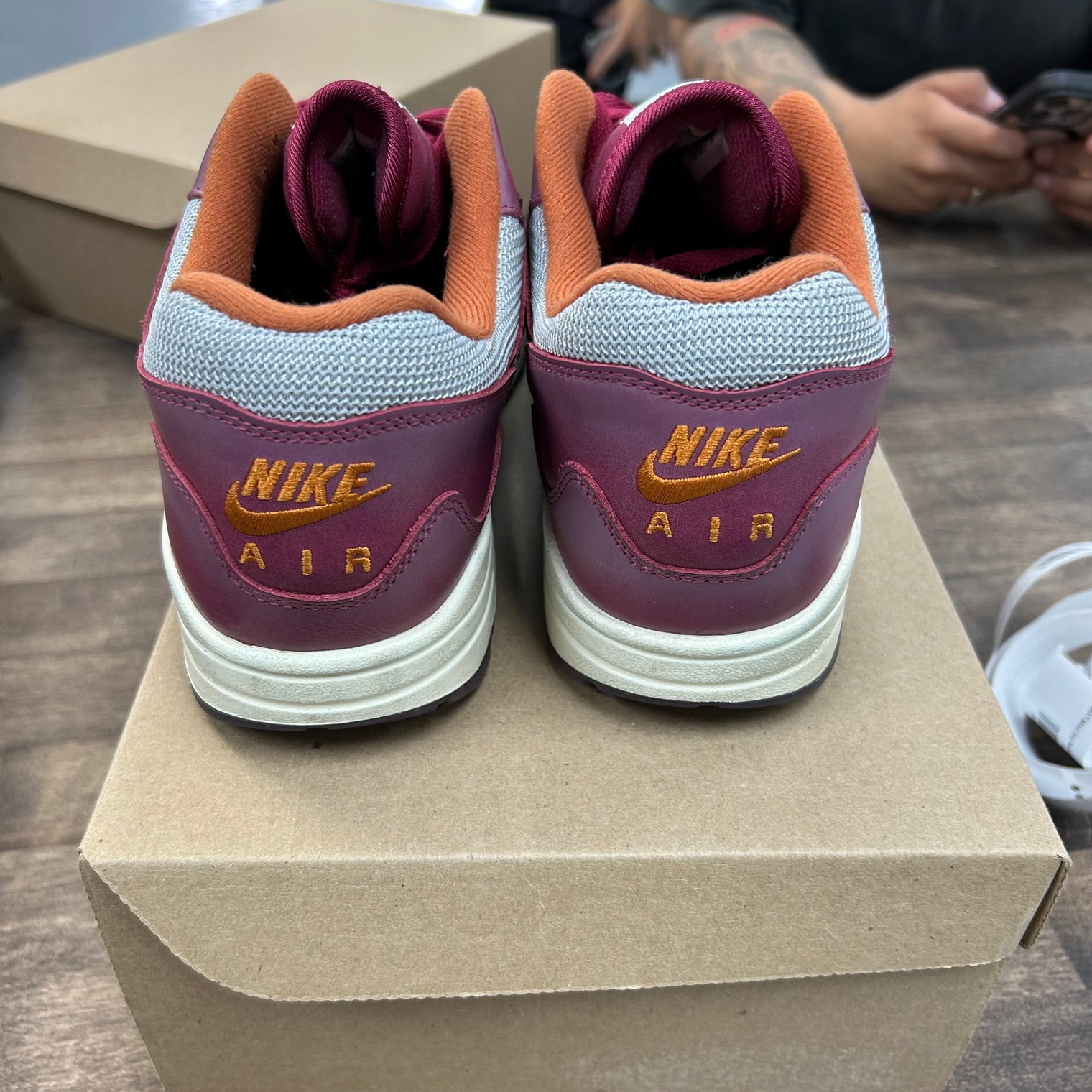 Patta Waves Rush Maroon Air Max 1 (USED, No Box)