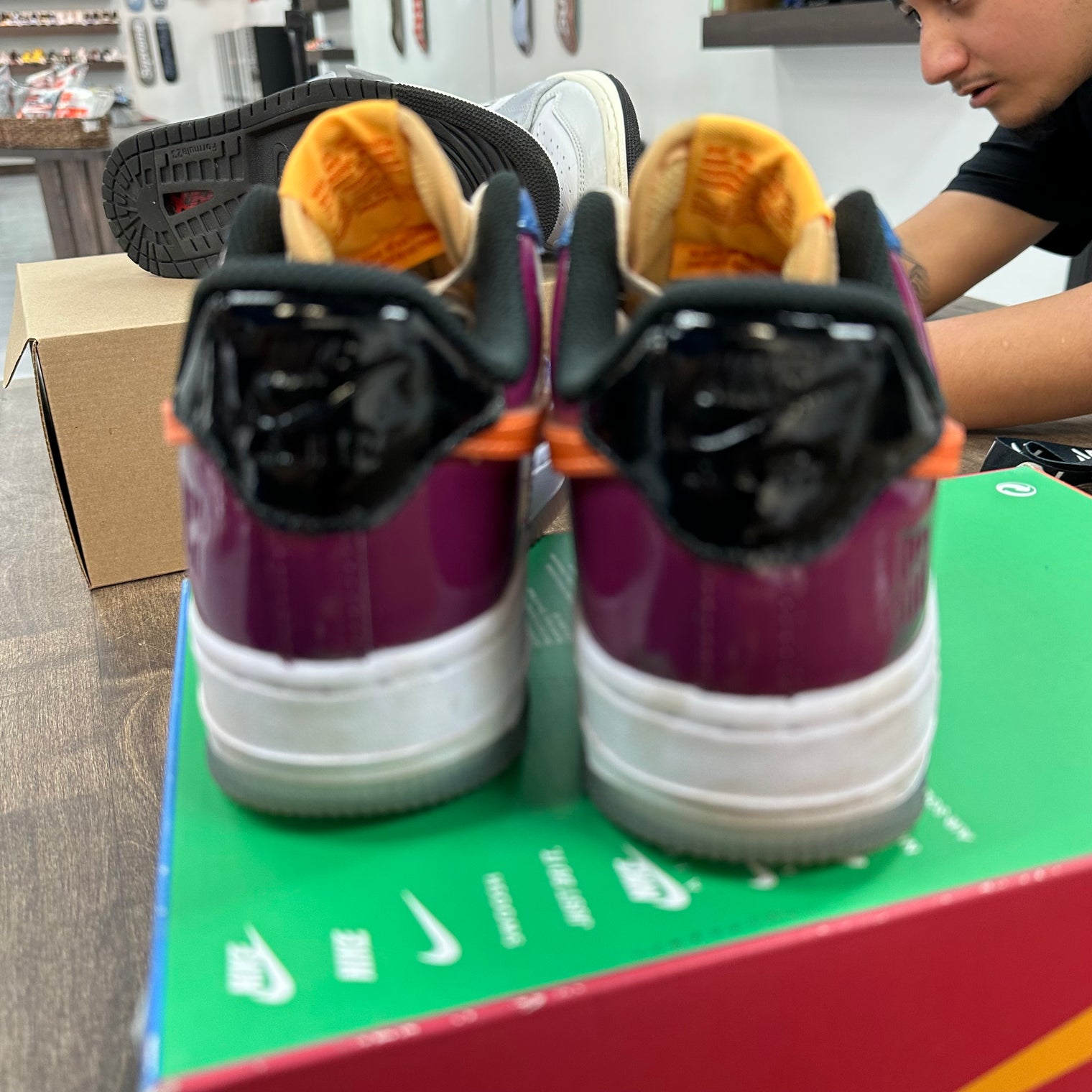 Undefeated Multi-Patent Total Orange Air Force 1 Low SP (USED, No Lid)