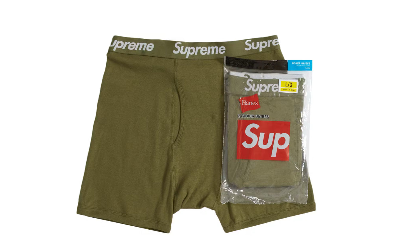 Supreme Hanes Boxer Briefs (2 Pack) Olive