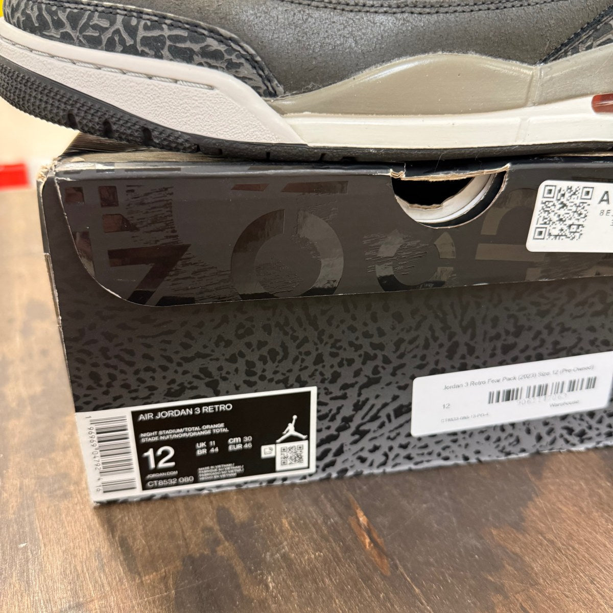 Jordan 3 Retro Fear Pack (2023) Size 12 (Pre-Owned) - Image 6