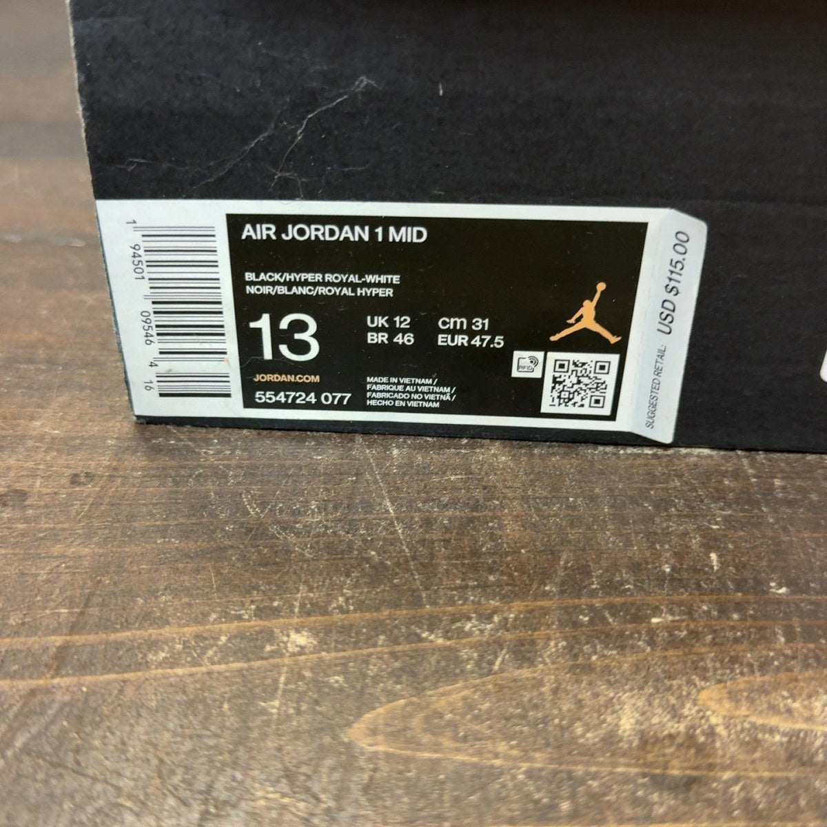 Jordan 1 Mid Hyper Royal Tumbled Leather - Image 8