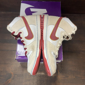 Nike SB Dunk High Sail Bright Crimson Size 10.5 (Pre-Owned) - aux